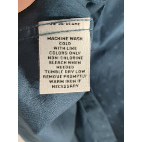 FUBU The Collection Mens 17.5 38/39 Blue Button Down Square Print Dress Shirt - Picture 9 of 11